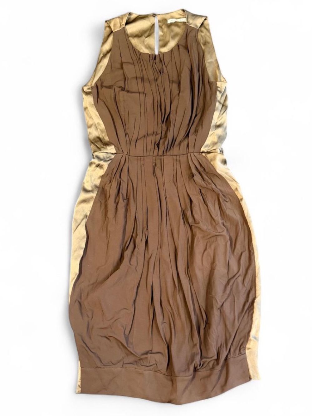 Sleeveless Brown and Gold Cocktail Dress